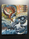 Phoenix And Sea Guardian Binder - hand-painted Temple Gold card binder cover