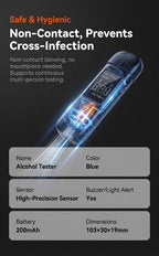 Rechargeable Breathalyzer, Alcohol Tester, Breathalyzer, Non-Contact Measurement