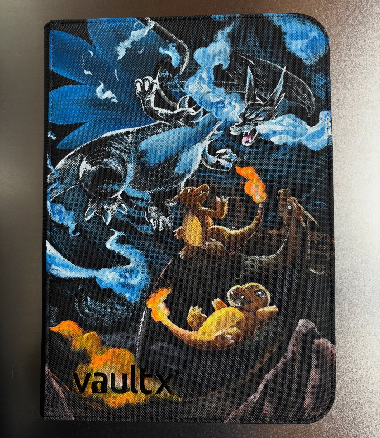 Flame Lizard Legacy Binder - hand-painted Midnight Blue card binder cover