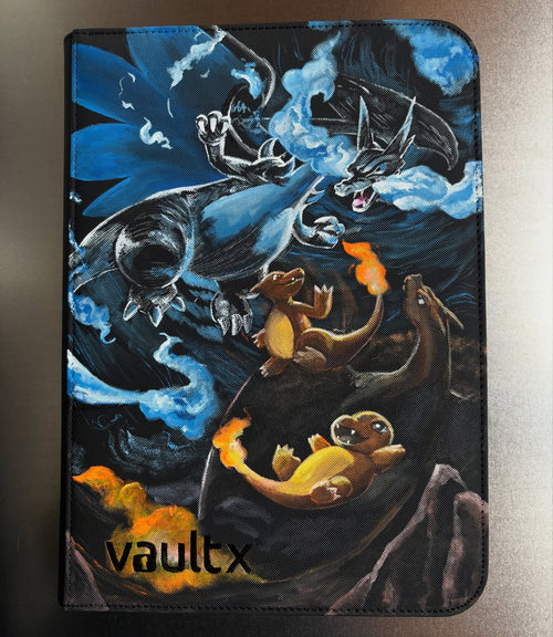 Flame Lizard Legacy Binder - hand-painted Midnight Blue card binder cover