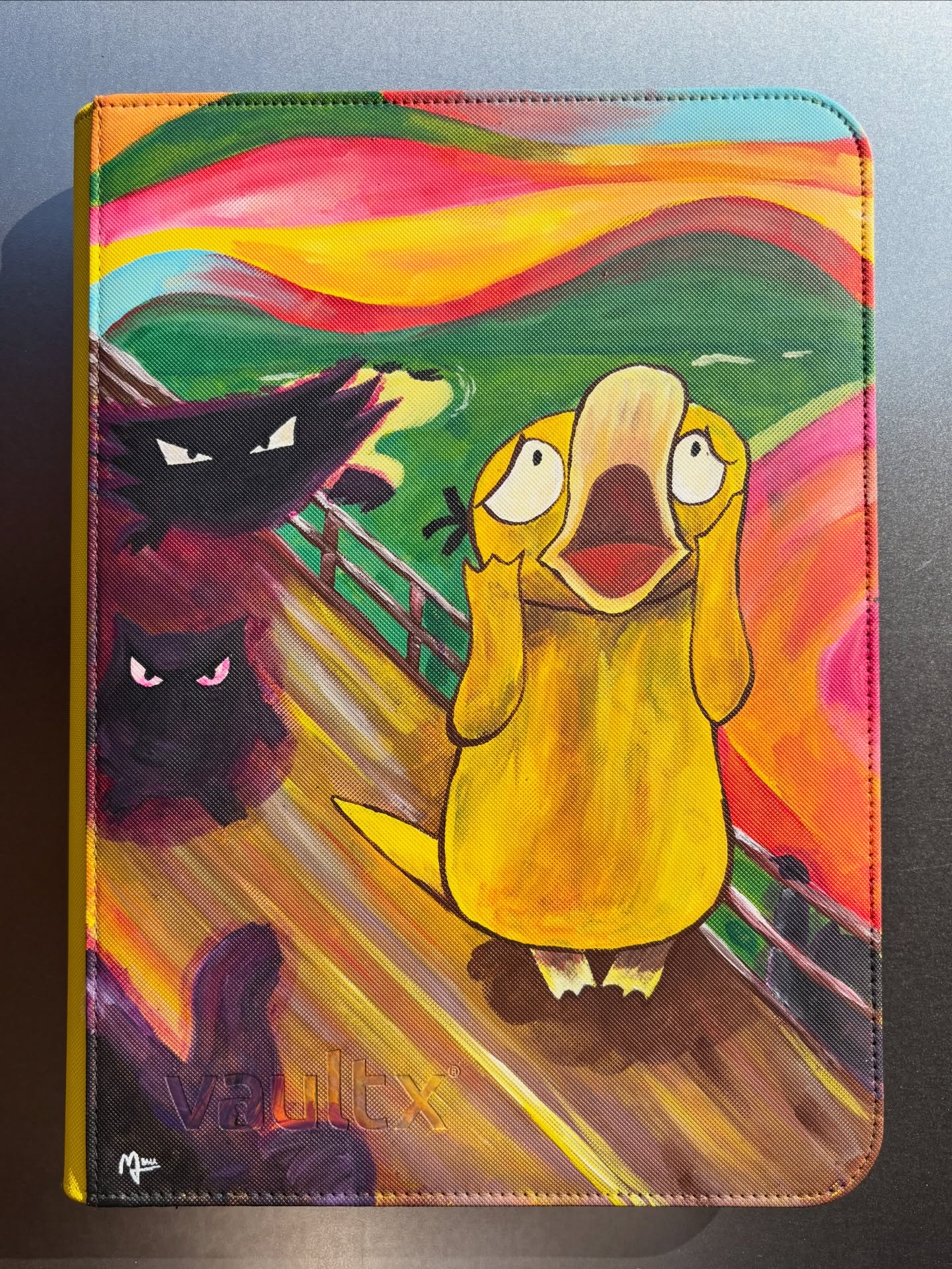Screaming Duck Bridge Binder - hand-painted Sunset Multicolour card binder cover