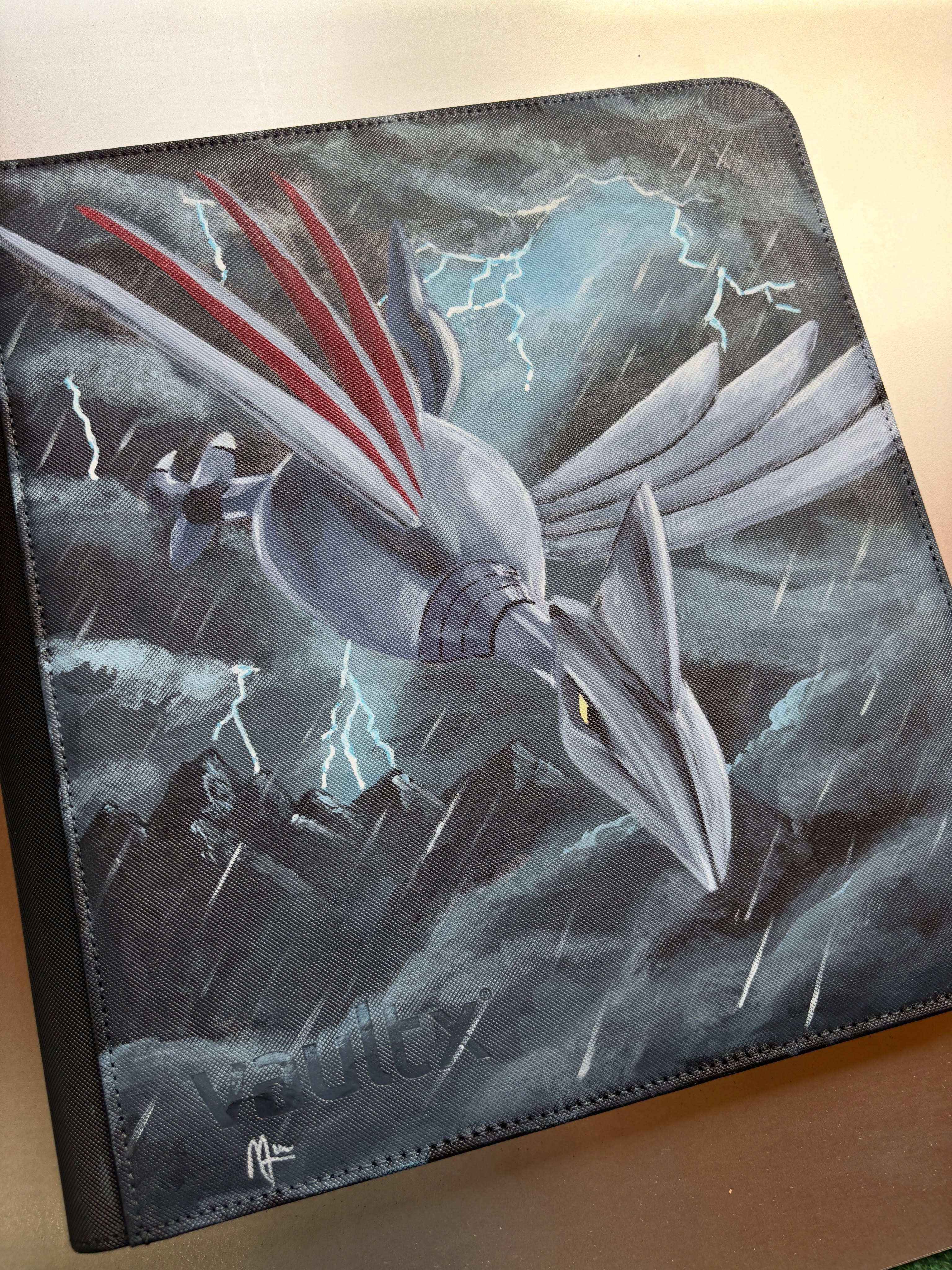 Storm Steel Falcon Binder - hand-painted Storm Grey card binder cover