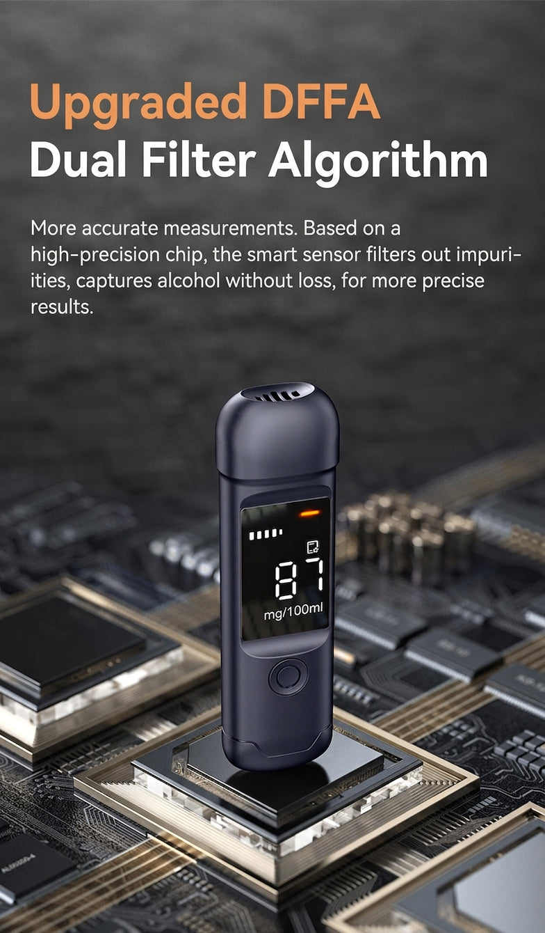 Rechargeable Breathalyzer, Alcohol Tester, Breathalyzer, Non-Contact Measurement
