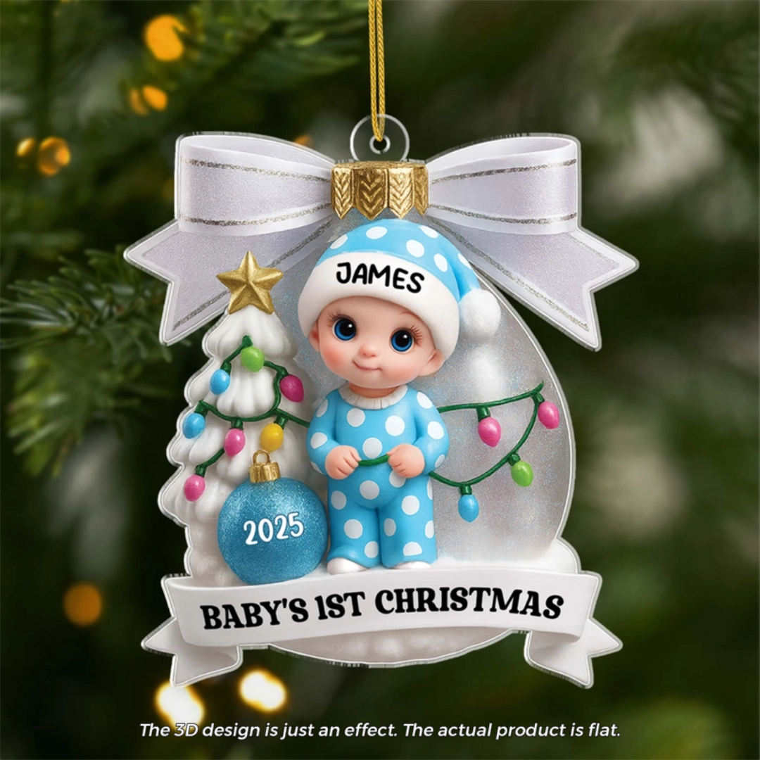 3D Effect Personalized Acrylic Baby's First Christmas Ornament
