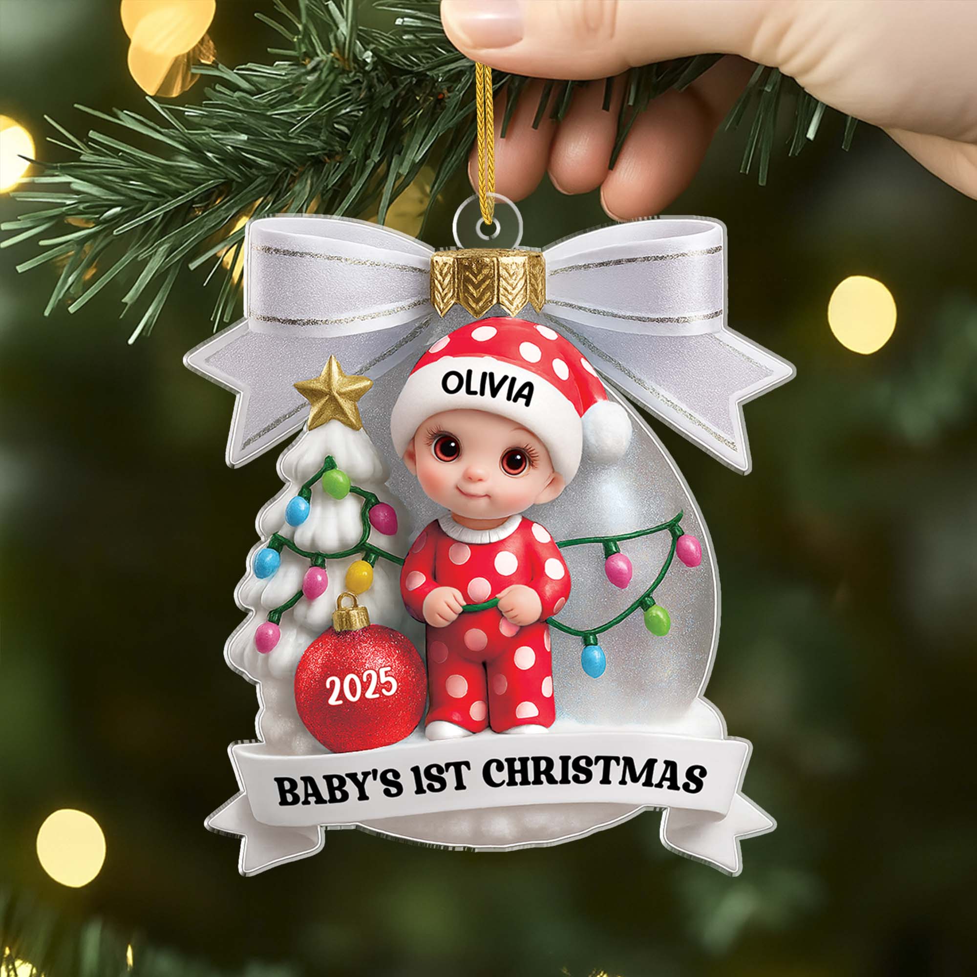 3D Effect Personalized Acrylic Baby's First Christmas Ornament