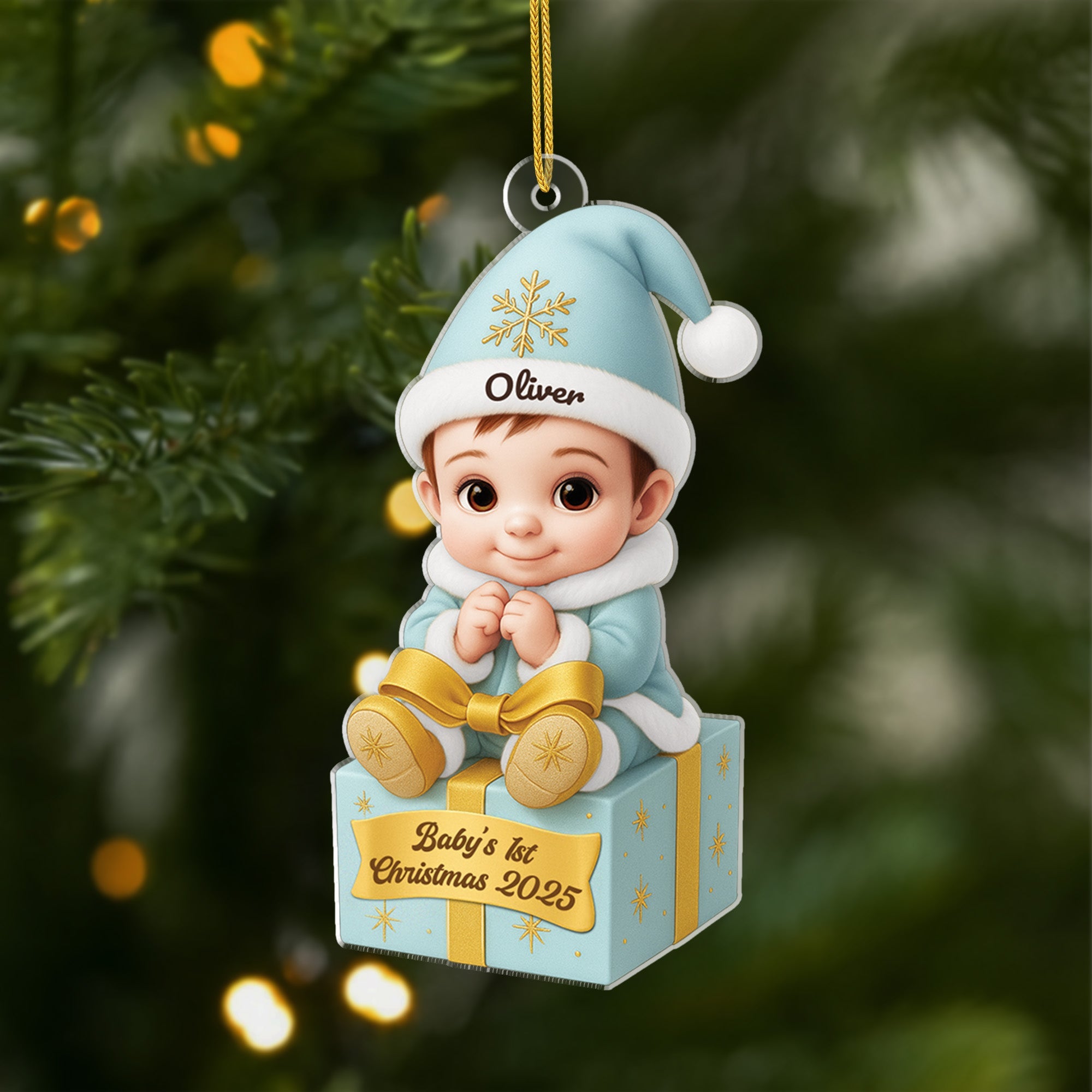 3D Effect Personalized Acrylic Christmas Ornaments for Newborns