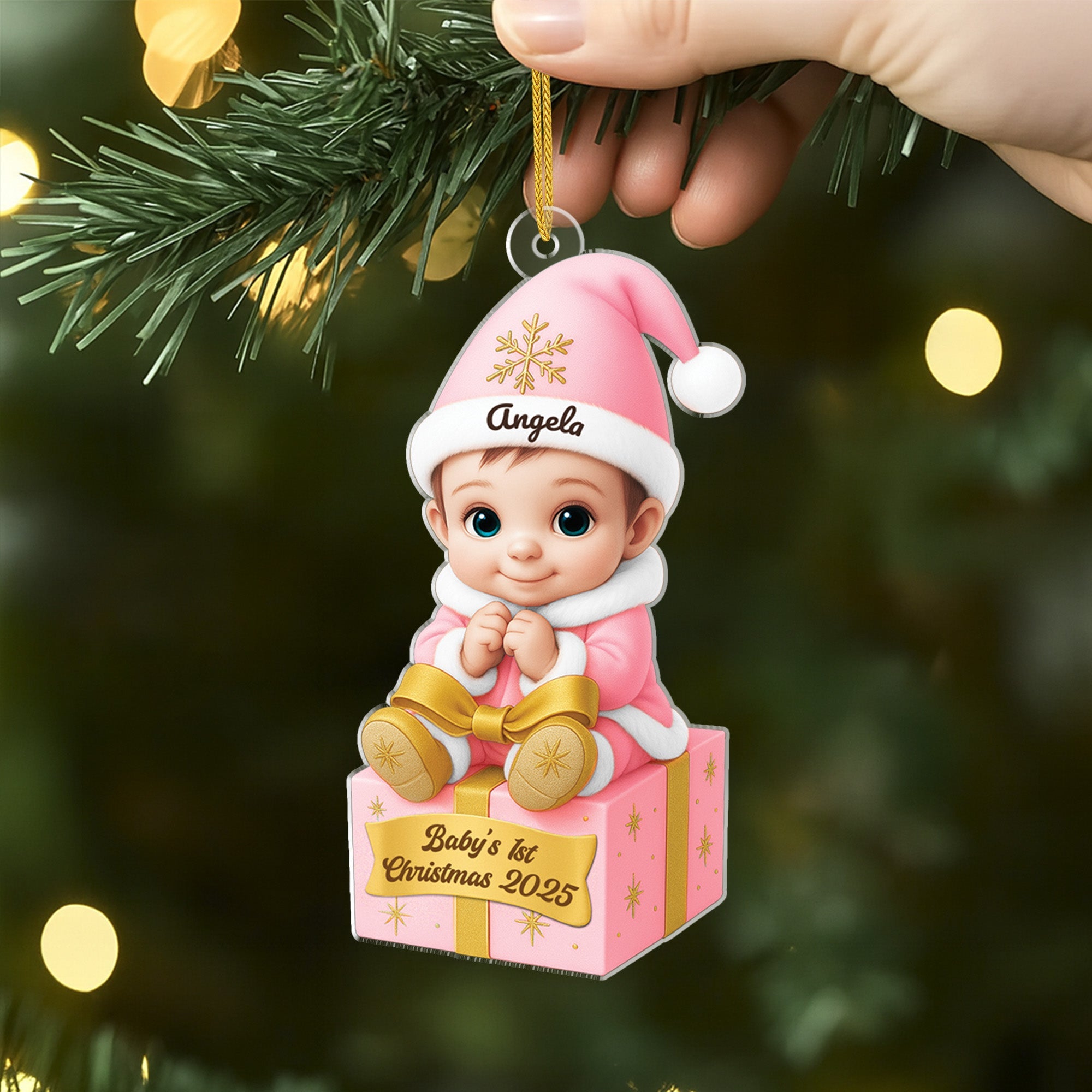 3D Effect Personalized Acrylic Christmas Ornaments for Newborns