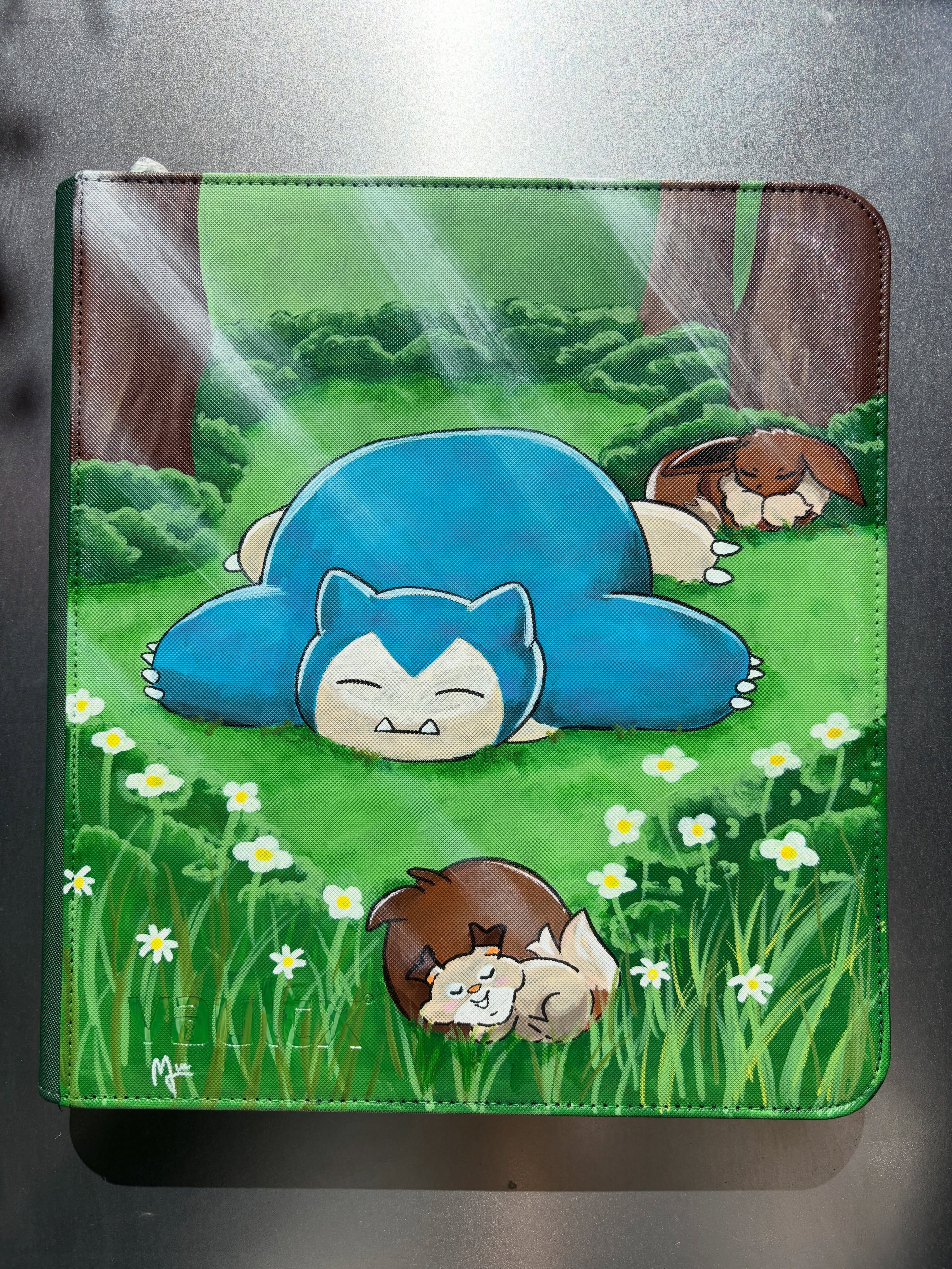 Sleepy Blue Giant Meadow Binder - hand-painted Meadow Green card binder cover
