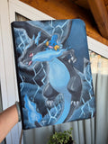 Storm Flame Dragon Duo Binder - hand-painted Storm Blue card binder cover