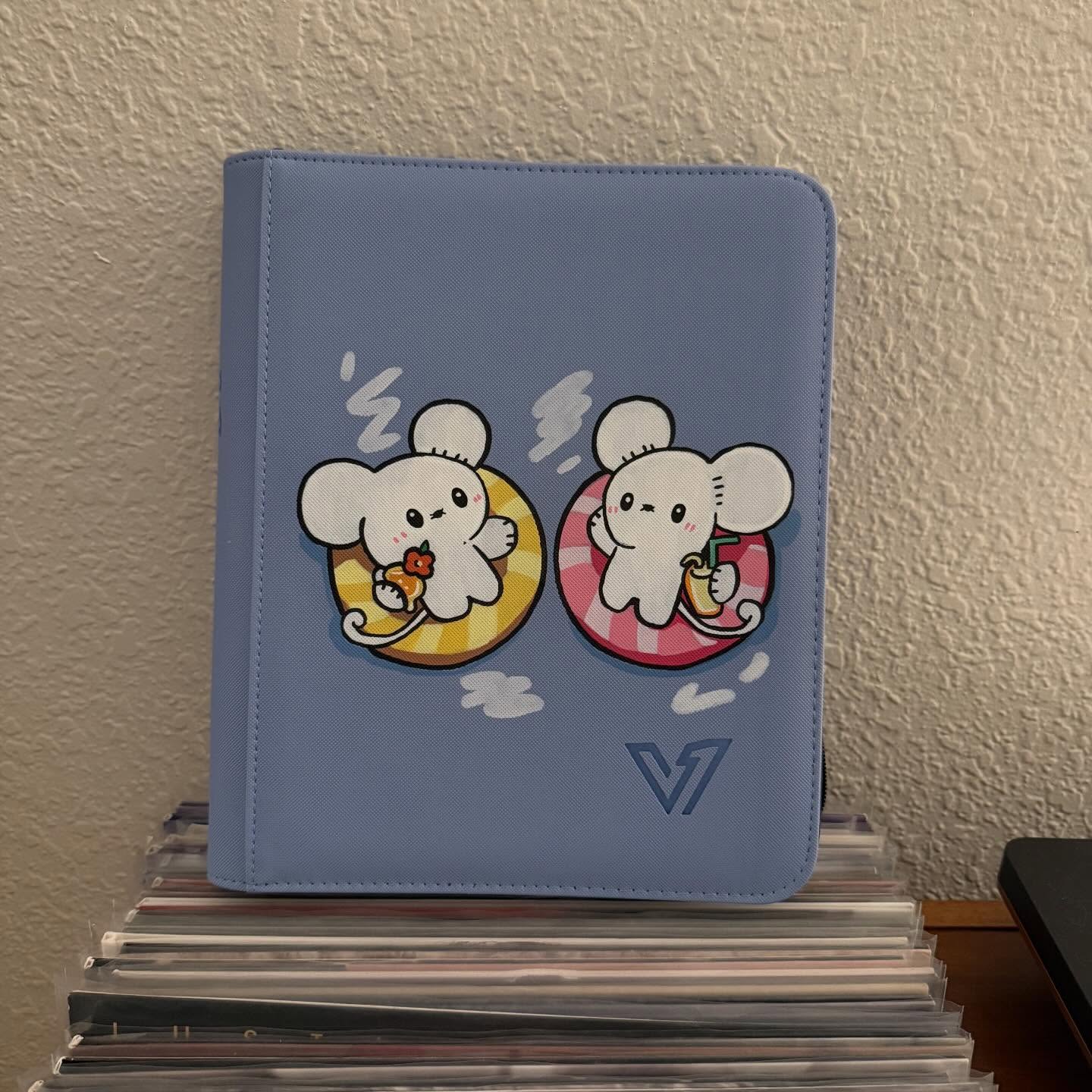 Snow Cub Donut Shop Binder - hand-painted Ice Blue card binder cover