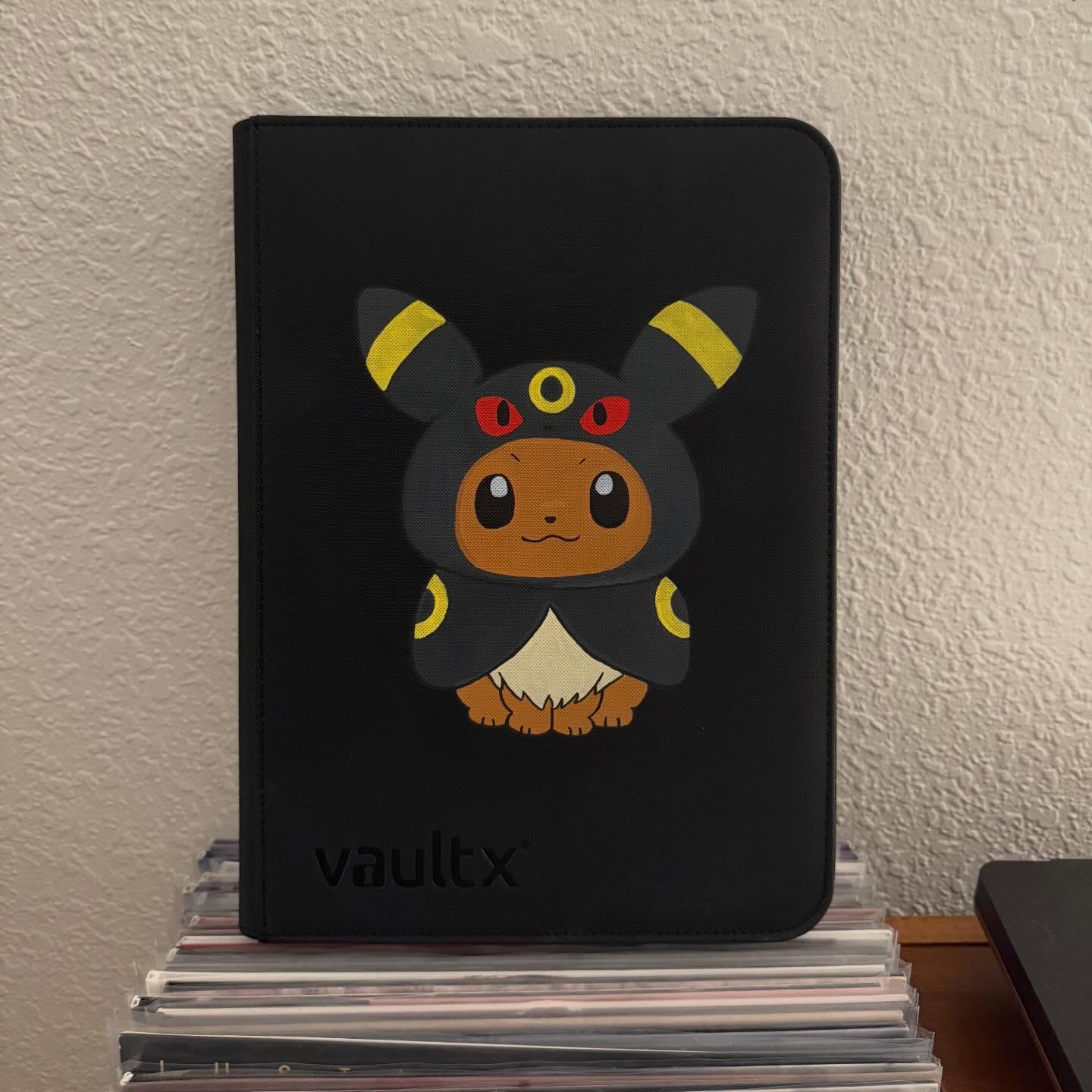 Fox Cub in Spark Mouse Hoodie Binder - hand-painted Matte Black card binder cover