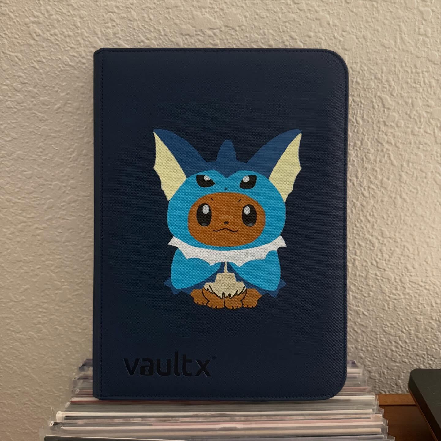 Fox Cub in Water Fin Hoodie Binder - hand-painted Deep Navy card binder cover