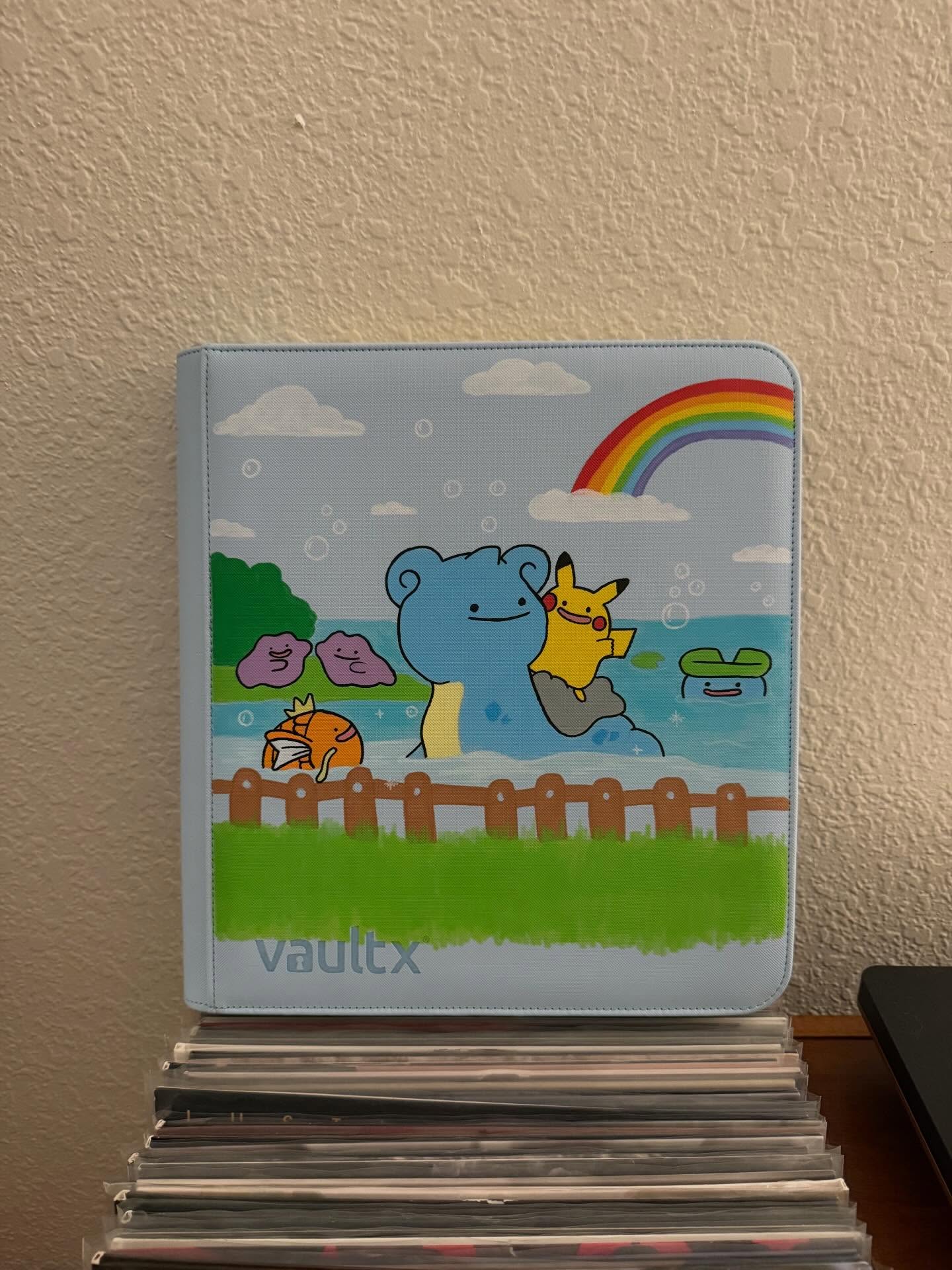 Gentle Ferry & Spark Mouse Rainbow Binder - hand-painted Rainbow card binder cover