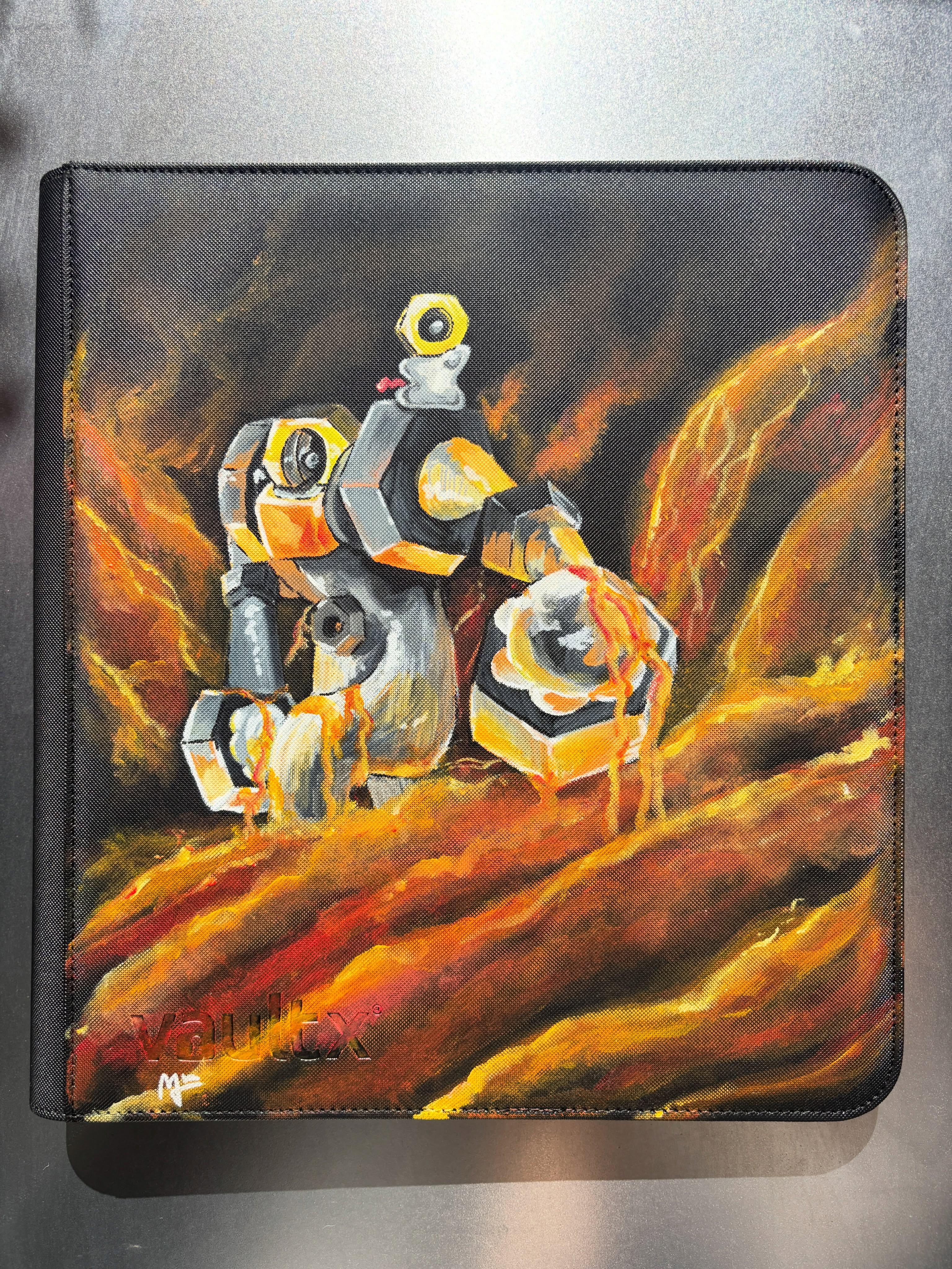 Molten Nut Titan Binder - hand-painted Molten Gold card binder cover