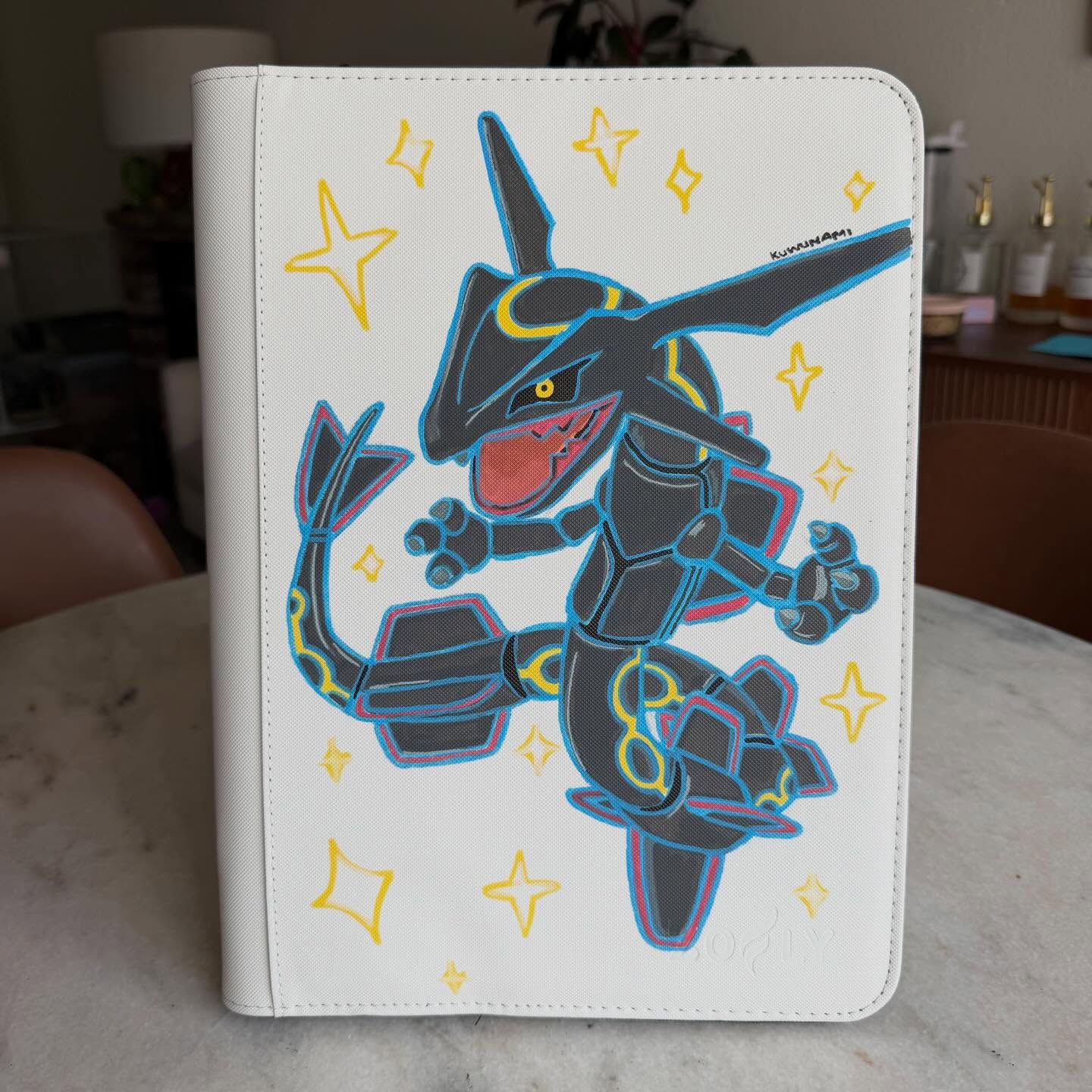 Silver Sky Serpent Binder - hand-painted Silver / White card binder cover