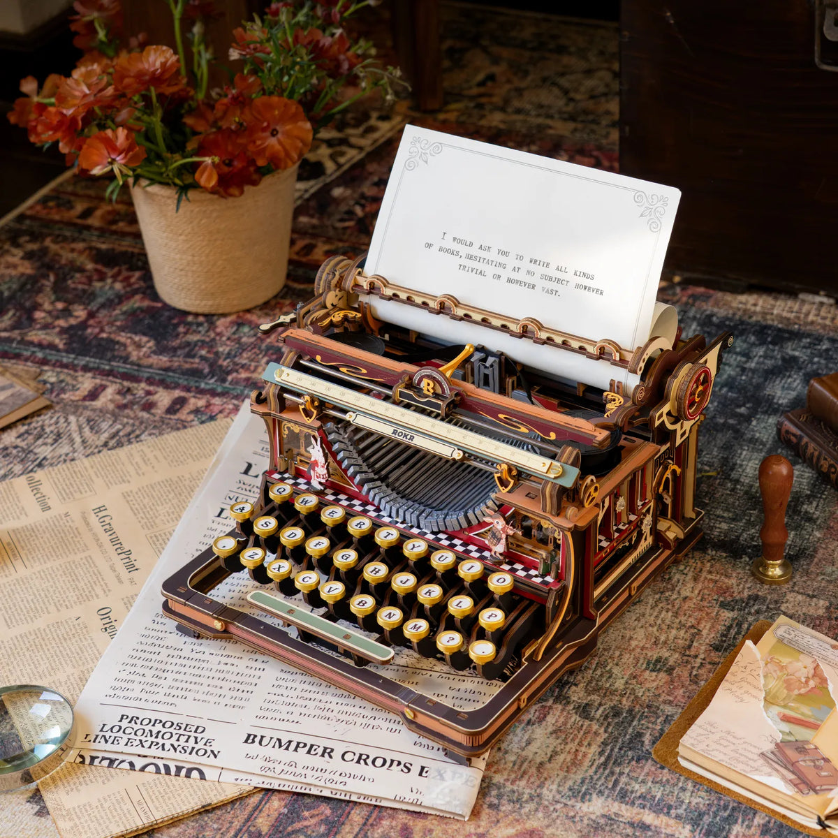 Mechanical Typewriter Wooden 3D Puzzles